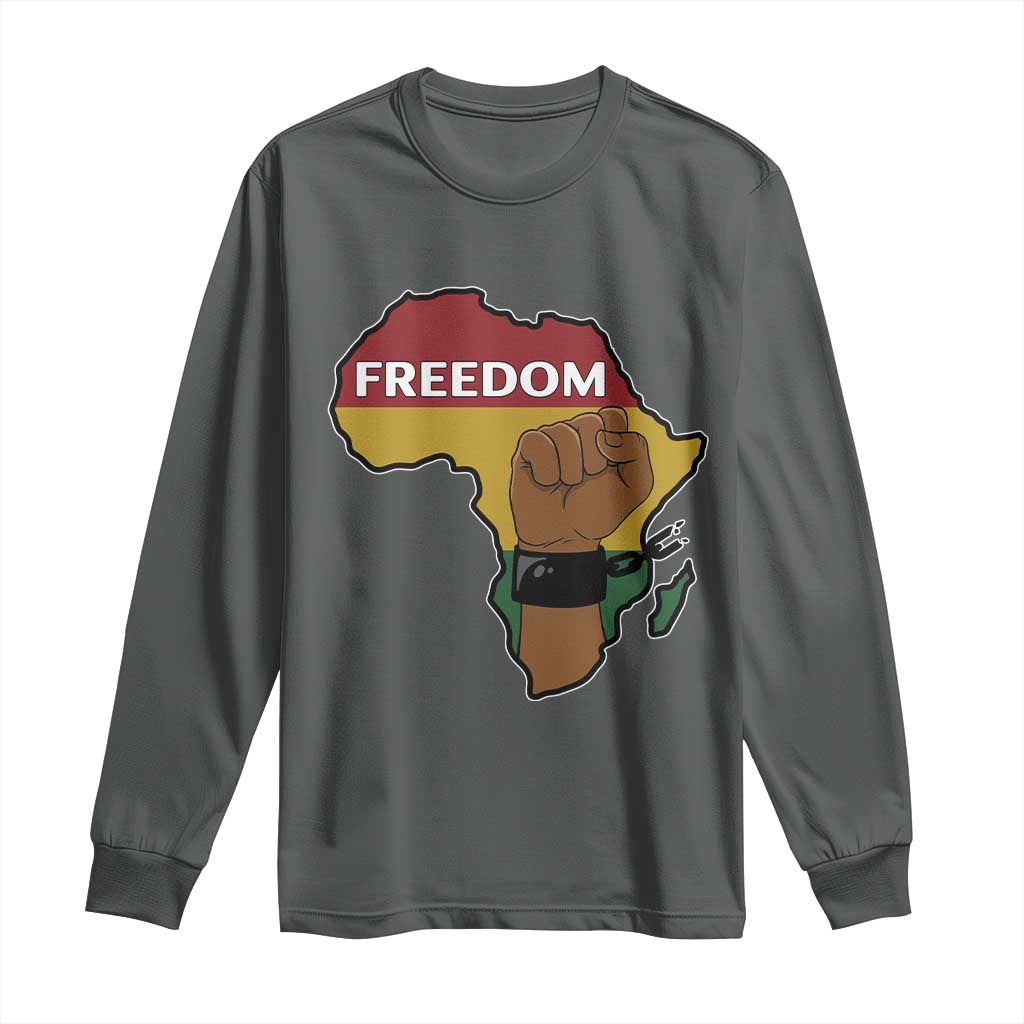 Africa Freedom Liberation Black Power Long Sleeve Shirt TS14 Dark Heather Print Your Wear