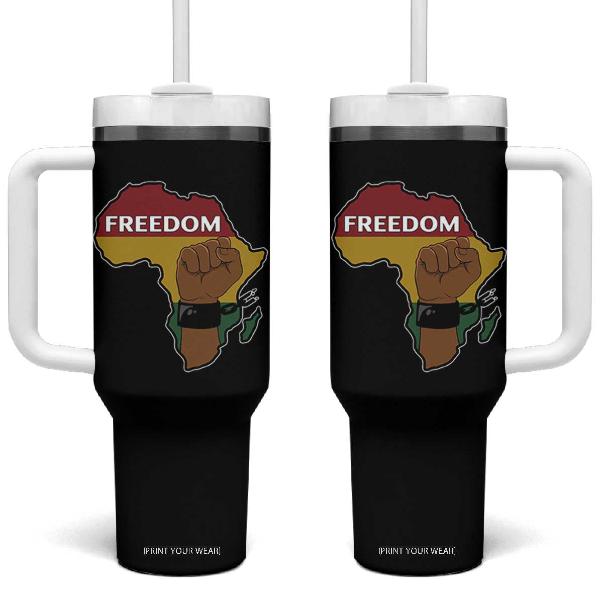 Africa Freedom Liberation Black Power Tumbler With Handle TS14 One Size: 40 oz Black Print Your Wear