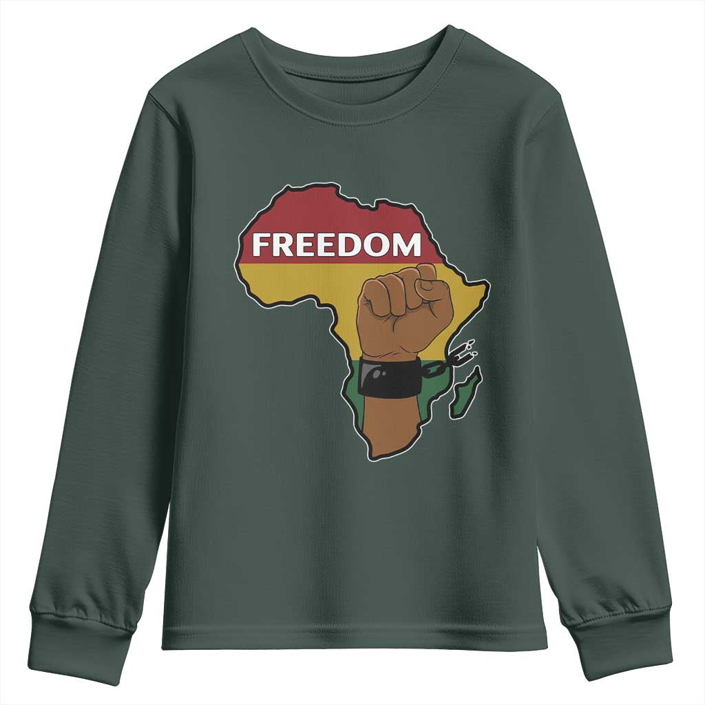 Africa Freedom Liberation Black Power Youth Sweatshirt TS14 Dark Forest Green Print Your Wear