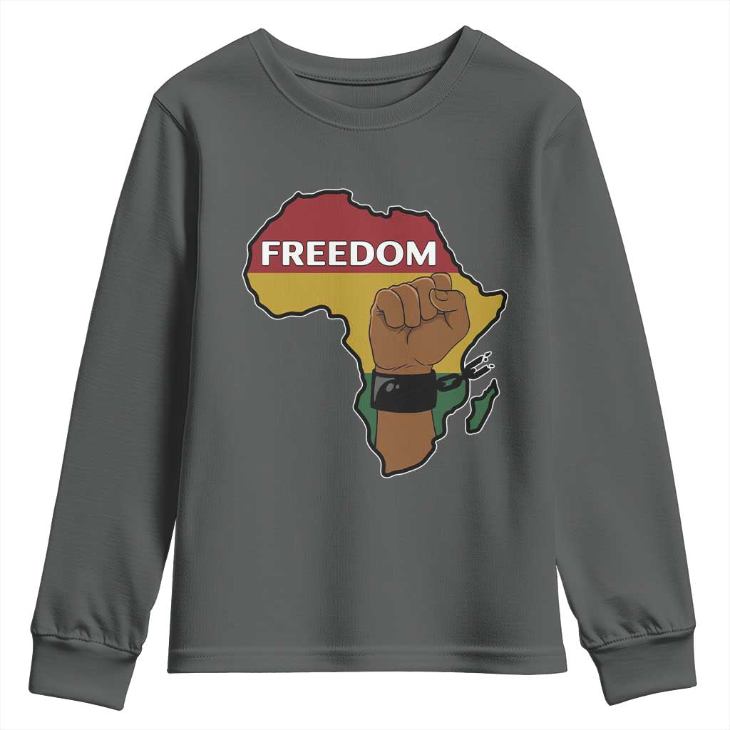 Africa Freedom Liberation Black Power Youth Sweatshirt TS14 Dark Heather Print Your Wear