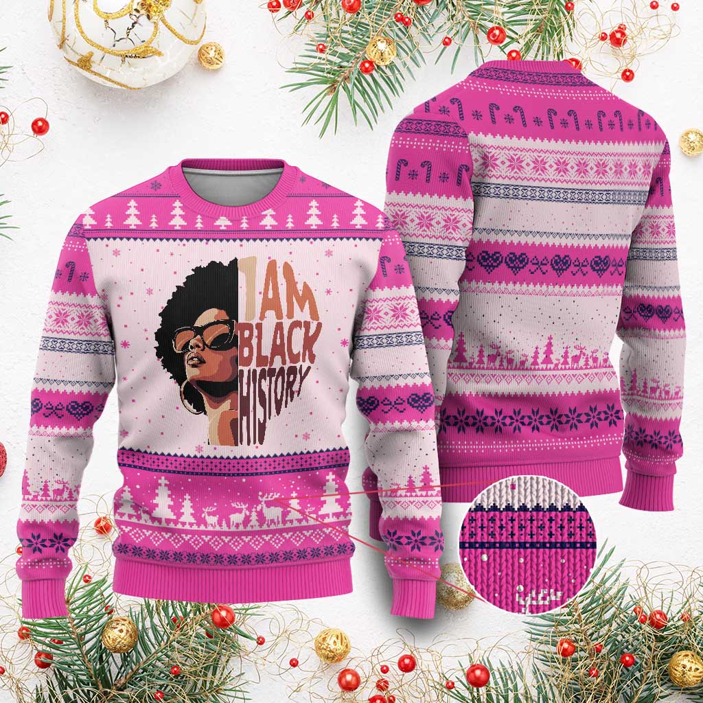 I Am Black History Ugly Christmas Sweater African American Pride TS14 Hot Pink Print Your Wear