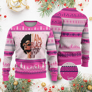 I Am Black History Ugly Christmas Sweater African American Pride TS14 Hot Pink Print Your Wear