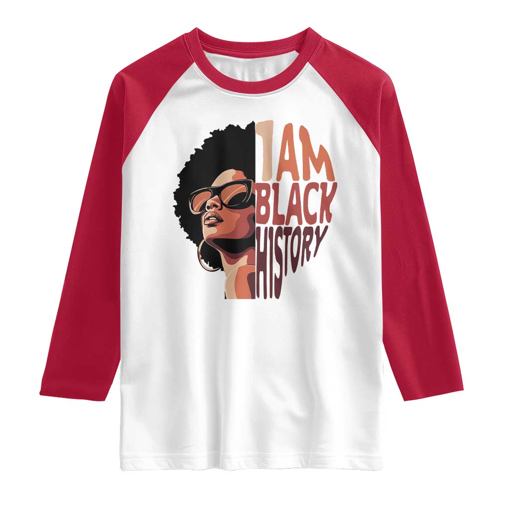 I Am Black History Raglan Shirt African American Pride TS14 White Red Print Your Wear