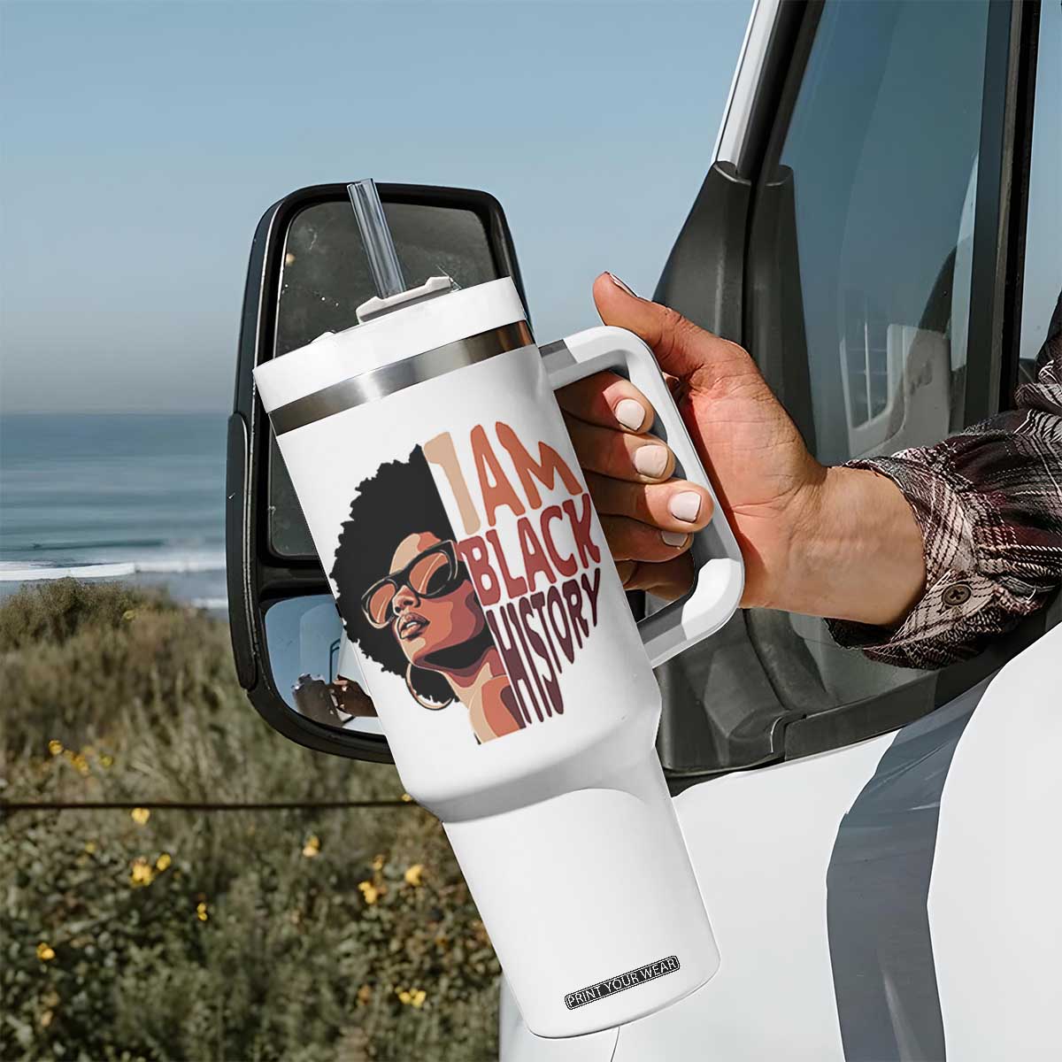 I Am Black History Tumbler With Handle African American Pride TS14 Print Your Wear