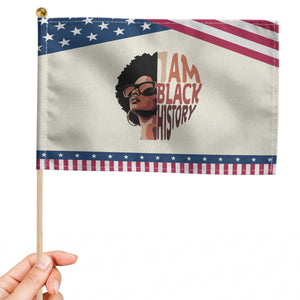 I Am Black History Patriotic Handheld Flag African American Pride TS14 Modern 8.2" × 5.5" Beige Blue Print Your Wear