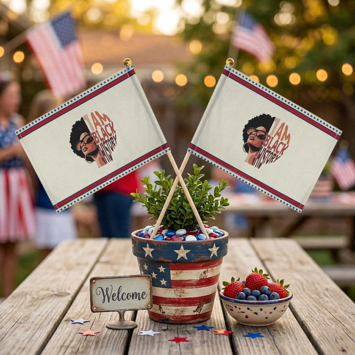 I Am Black History Patriotic Handheld Flag African American Pride TS14 Modern 8.2