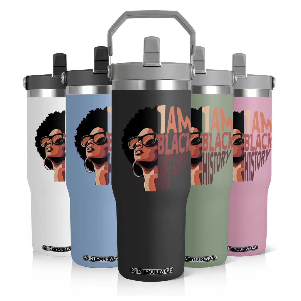 I Am Black History Flip Straw Tumbler African American Pride TS14 Print Your Wear
