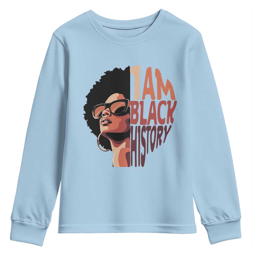 I Am Black History Youth Sweatshirt African American Pride TS14 Light Blue Print Your Wear