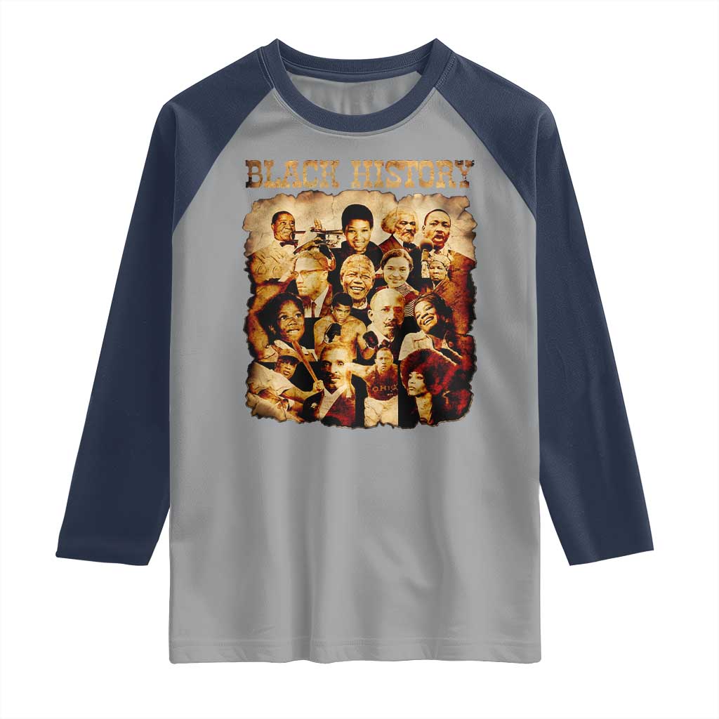 Black History Month Raglan Shirt African American Pride TS14 Sport Gray Navy Print Your Wear