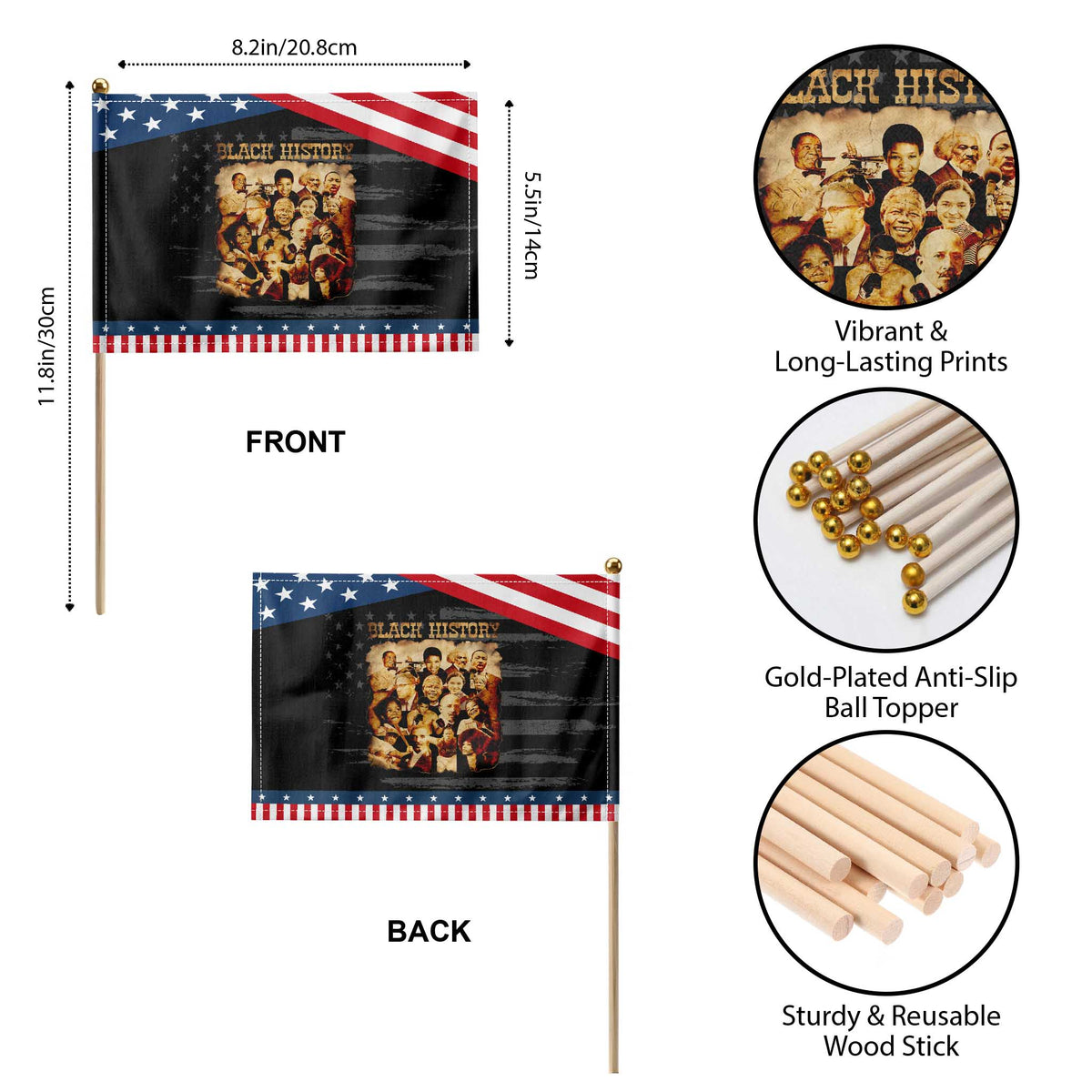 Black History Month Patriotic Handheld Flag African American Pride TS14 Print Your Wear
