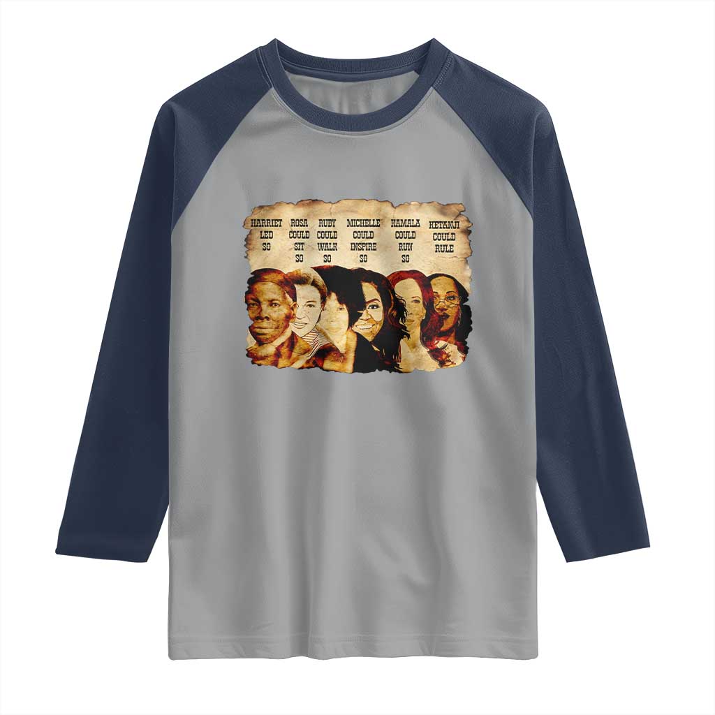 Black History Month Raglan Shirt African American Women Pride TS14 Sport Gray Navy Print Your Wear