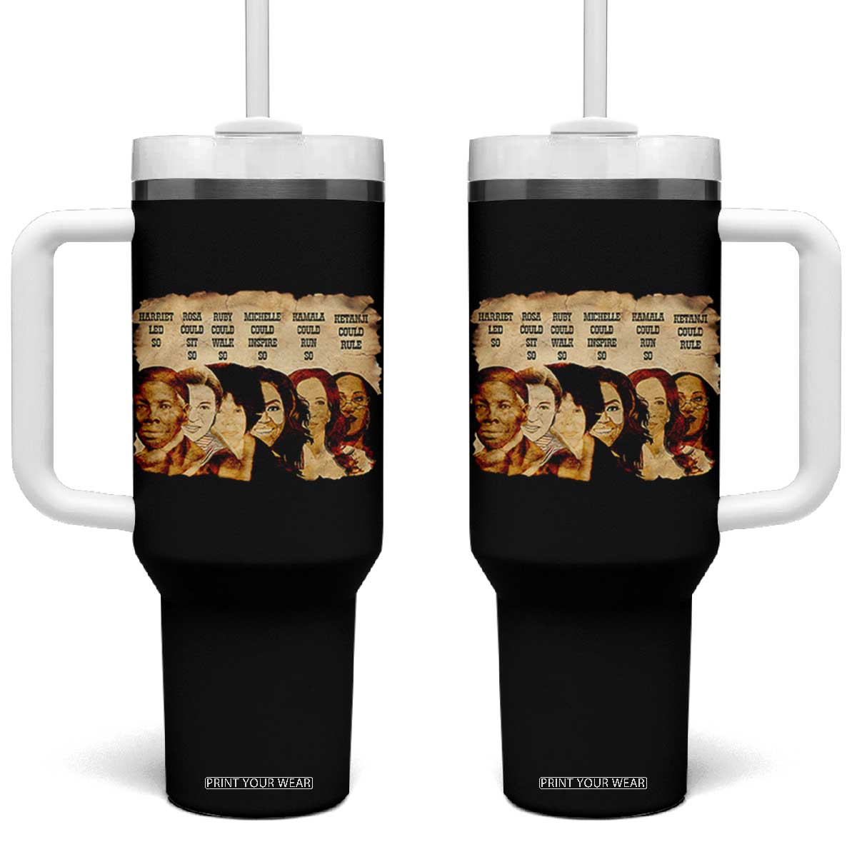 Black History Month Tumbler With Handle African American Women Pride TS14 One Size: 40 oz Black Print Your Wear