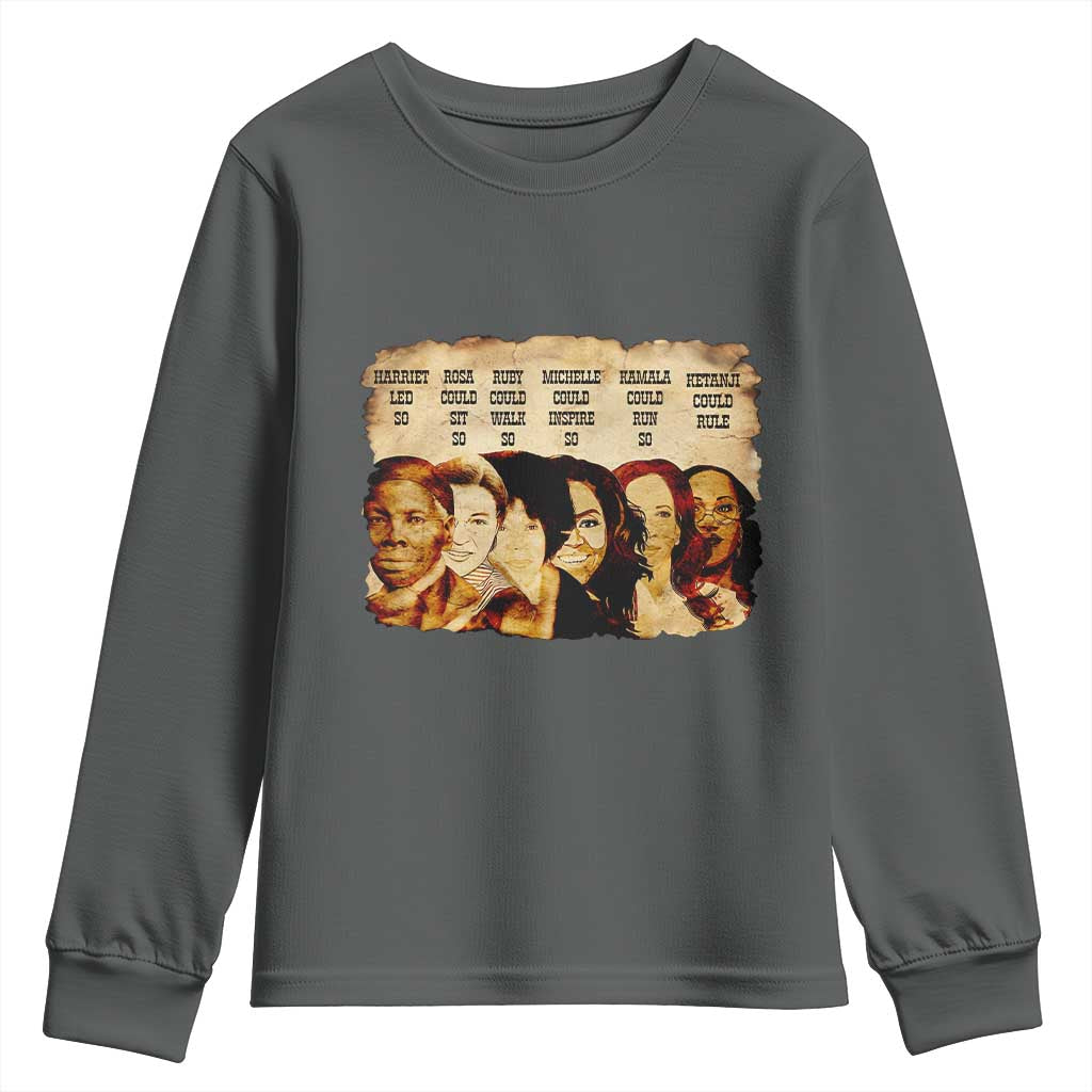 Black History Month Youth Sweatshirt African American Women Pride TS14 Dark Heather Print Your Wear