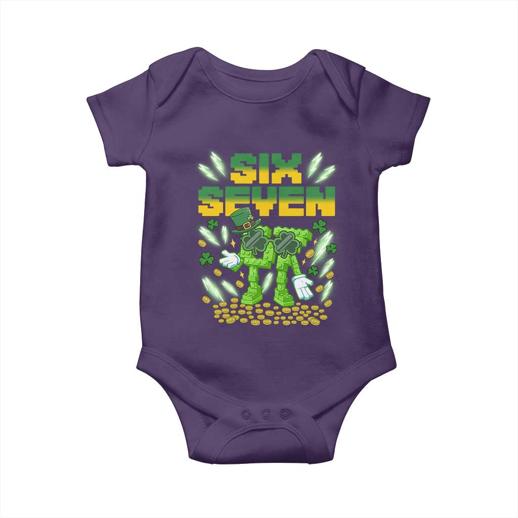 67 Italian Brainrot St Patricks Day Baby Onesie Funny Six Seven Leprechaun Playing Baseball Meme TS14 Purple Print Your Wear