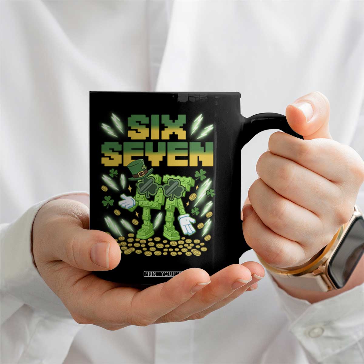 67 Italian Brainrot St Patricks Day Coffee Mug Funny Six Seven Leprechaun Playing Baseball Meme TS14 Print Your Wear