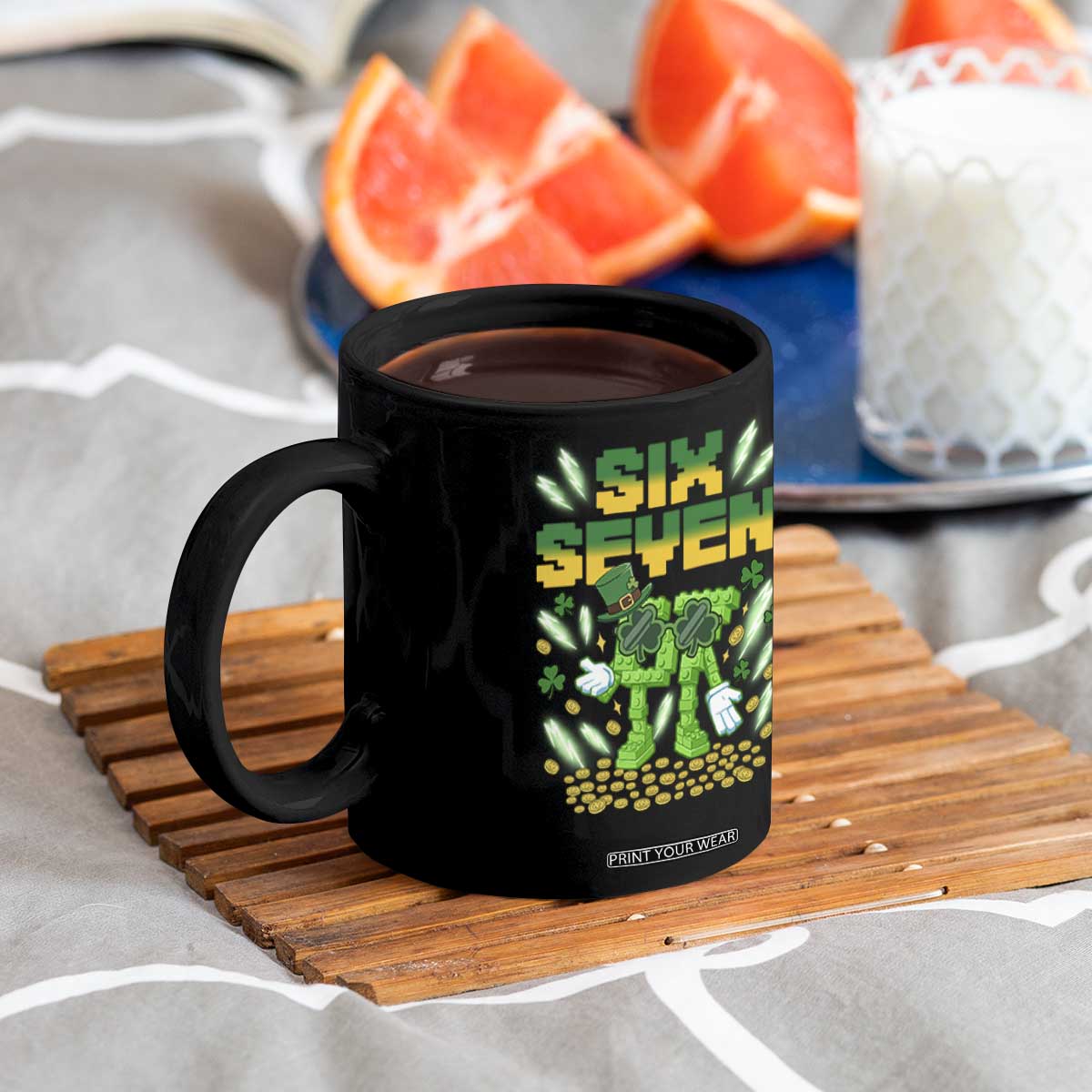 67 Italian Brainrot St Patricks Day Coffee Mug Funny Six Seven Leprechaun Playing Baseball Meme TS14 Print Your Wear