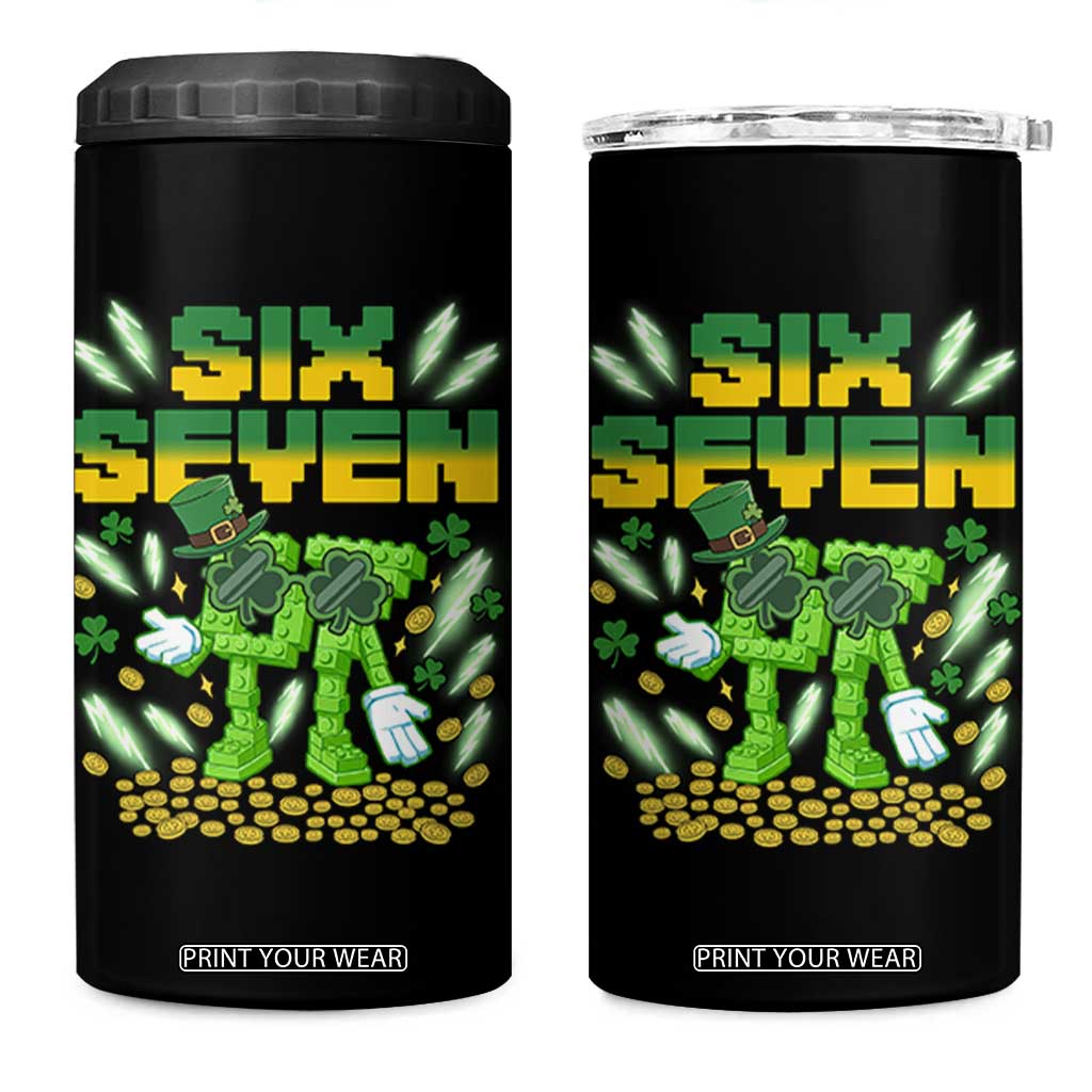 67 Italian Brainrot St Patricks Day 4 in 1 Can Cooler Tumbler Funny Six Seven Leprechaun Playing Baseball Meme TS14 One Size: 16 oz Black Print Your Wear