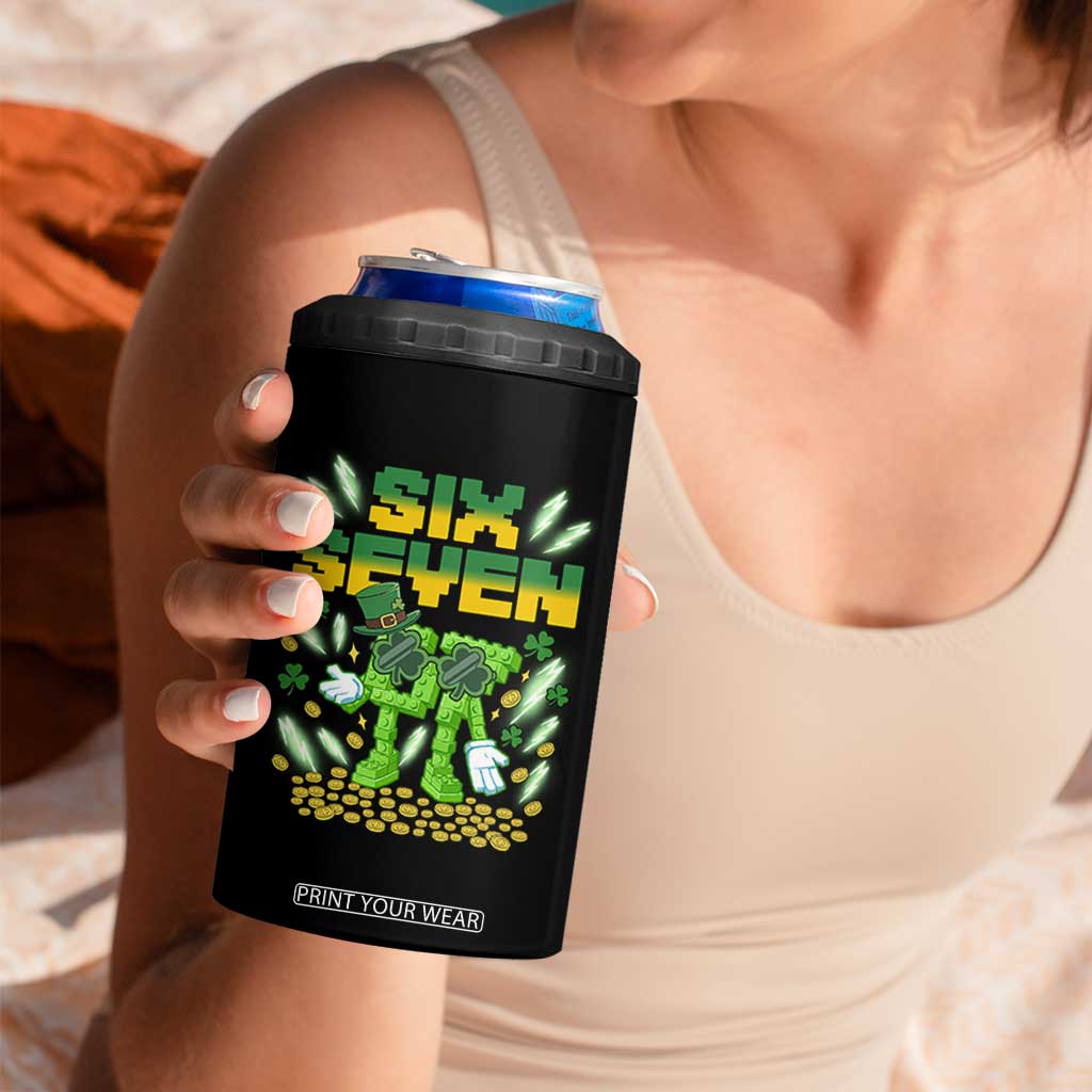67 Italian Brainrot St Patricks Day 4 in 1 Can Cooler Tumbler Funny Six Seven Leprechaun Playing Baseball Meme TS14 Print Your Wear