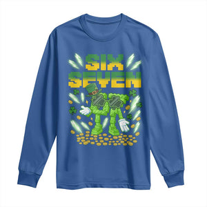 67 Italian Brainrot St Patricks Day Long Sleeve Shirt Funny Six Seven Leprechaun Playing Baseball Meme TS14 Royal Blue Print Your Wear