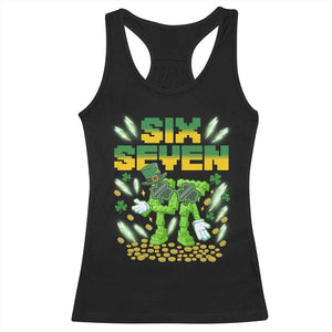 67 Italian Brainrot St Patricks Day Racerback Tank Top Funny Six Seven Leprechaun Playing Baseball Meme TS14 Black Print Your Wear