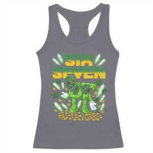67 Italian Brainrot St Patricks Day Racerback Tank Top Funny Six Seven Leprechaun Playing Baseball Meme TS14 Charcoal Print Your Wear
