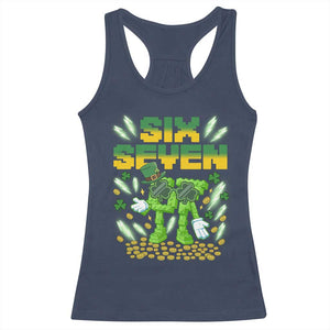 67 Italian Brainrot St Patricks Day Racerback Tank Top Funny Six Seven Leprechaun Playing Baseball Meme TS14 Navy Print Your Wear