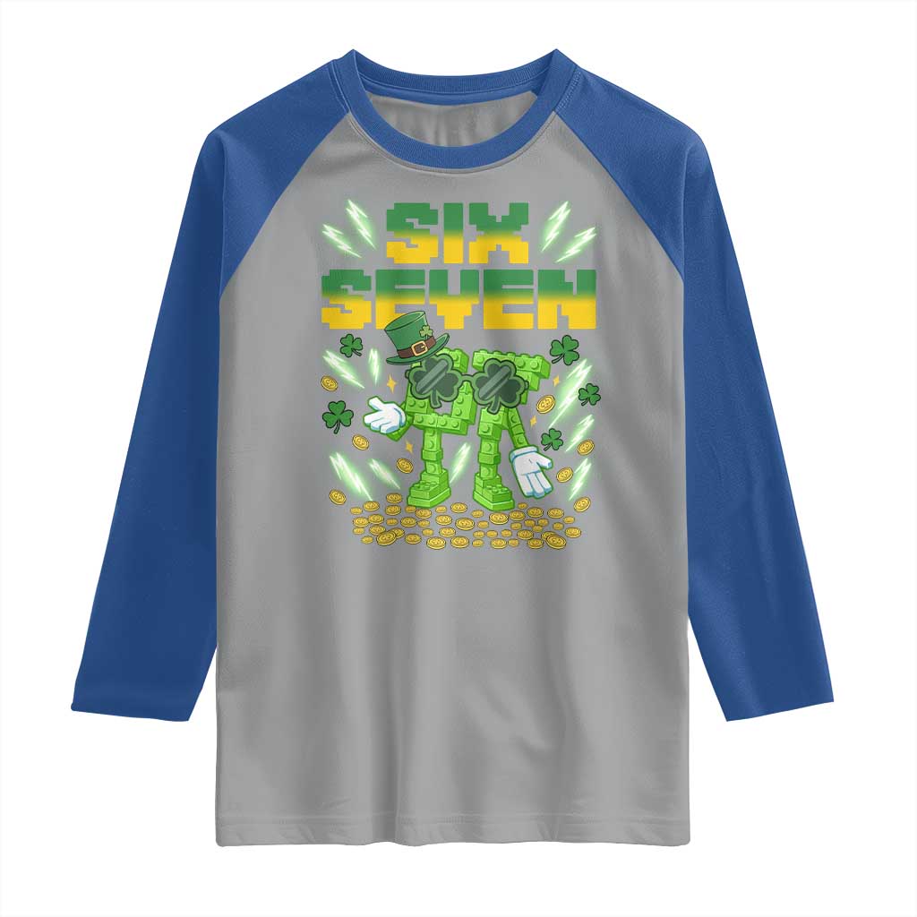 67 Italian Brainrot St Patricks Day Raglan Shirt Funny Six Seven Leprechaun Playing Baseball Meme TS14 Sport Gray Royal Print Your Wear