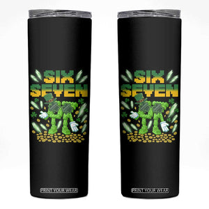 67 Italian Brainrot St Patricks Day Skinny Tumbler Funny Six Seven Leprechaun Playing Baseball Meme TS14 Black Print Your Wear