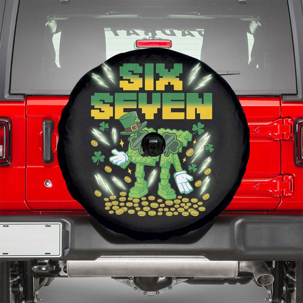 67 Italian Brainrot St Patricks Day Spare Tire Cover Funny Six Seven Leprechaun Playing Baseball Meme TS14 Black Print Your Wear