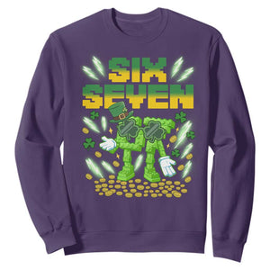67 Italian Brainrot St Patricks Day Sweatshirt Funny Six Seven Leprechaun Playing Baseball Meme TS14 Purple Print Your Wear