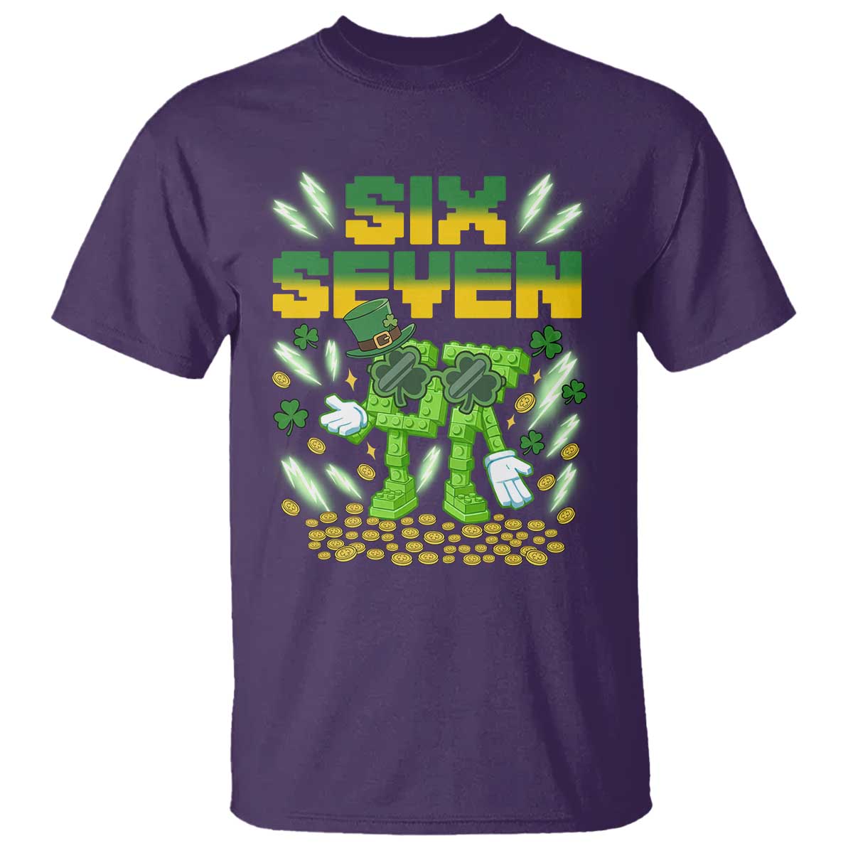 67 Italian Brainrot St Patricks Day T Shirt Funny Six Seven Leprechaun Playing Baseball Meme TS14 Purple Print Your Wear