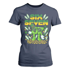 67 Italian Brainrot St Patricks Day T Shirt For Women Funny Six Seven Leprechaun Playing Baseball Meme TS14 Navy Print Your Wear