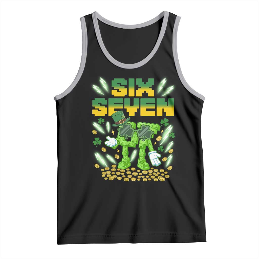 67 Italian Brainrot St Patricks Day Tank Top Funny Six Seven Leprechaun Playing Baseball Meme TS14 Black Athletic Heather Print Your Wear