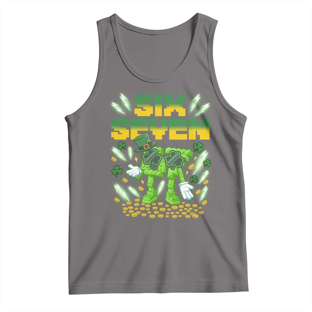 67 Italian Brainrot St Patricks Day Tank Top Funny Six Seven Leprechaun Playing Baseball Meme TS14 Deep Heather Print Your Wear