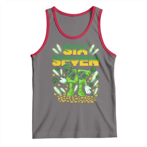67 Italian Brainrot St Patricks Day Tank Top Funny Six Seven Leprechaun Playing Baseball Meme TS14 Deep Heather Red Print Your Wear