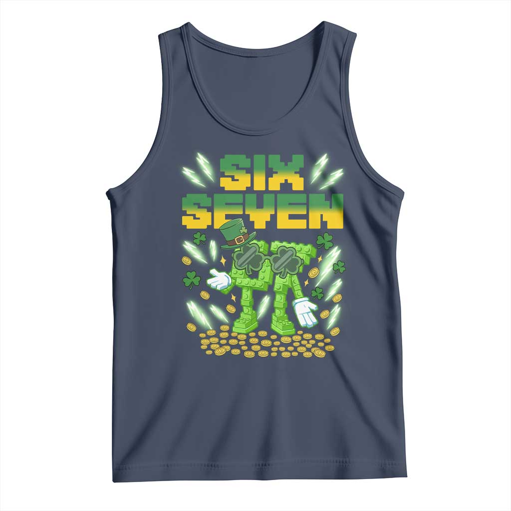 67 Italian Brainrot St Patricks Day Tank Top Funny Six Seven Leprechaun Playing Baseball Meme TS14 Navy Print Your Wear