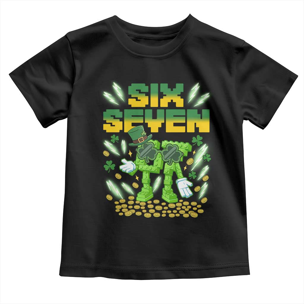 67 Italian Brainrot St Patricks Day Toddler T Shirt Funny Six Seven Leprechaun Playing Baseball Meme TS14 Black Print Your Wear