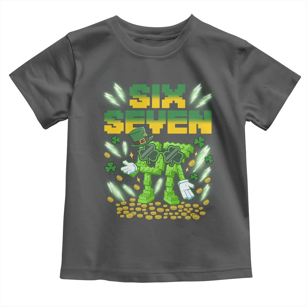 67 Italian Brainrot St Patricks Day Toddler T Shirt Funny Six Seven Leprechaun Playing Baseball Meme TS14 Dark Heather Print Your Wear