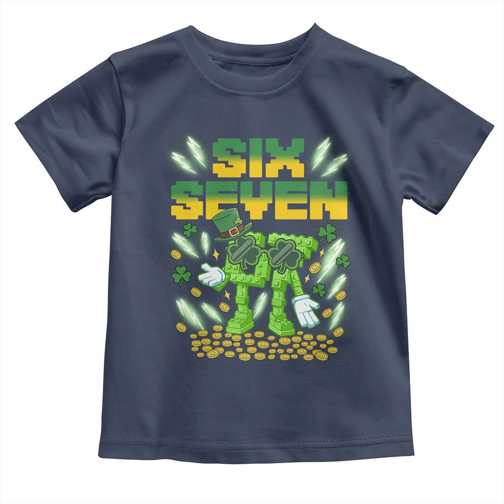 67 Italian Brainrot St Patricks Day Toddler T Shirt Funny Six Seven Leprechaun Playing Baseball Meme TS14 Navy Print Your Wear