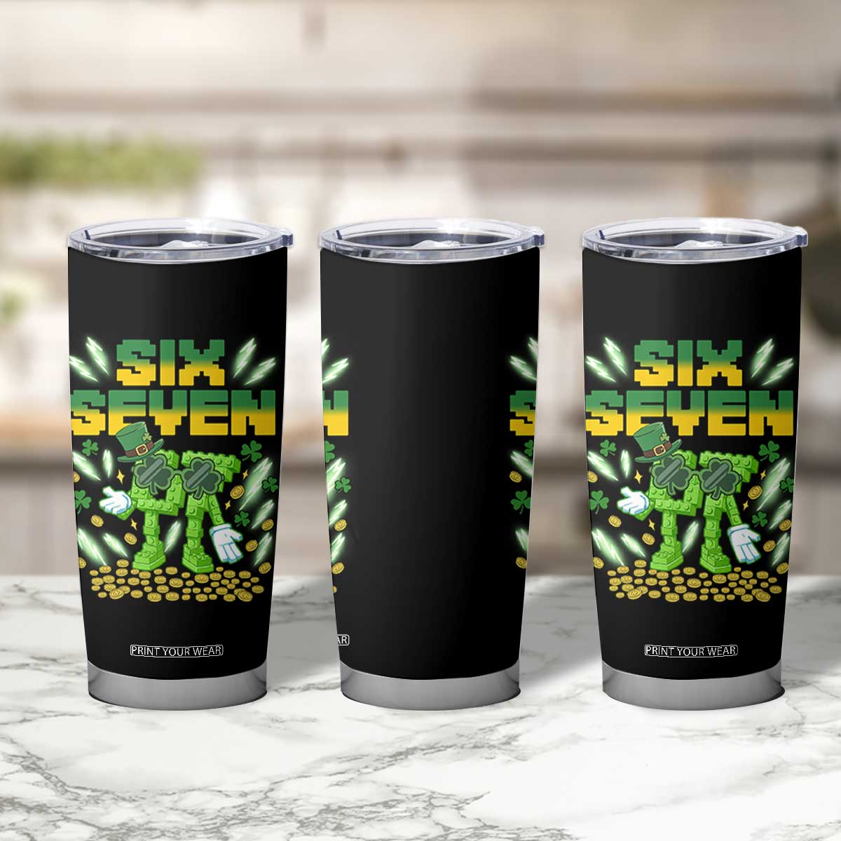 67 Italian Brainrot St Patricks Day Tumbler Cup Funny Six Seven Leprechaun Playing Baseball Meme TS14 Print Your Wear