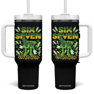 67 Italian Brainrot St Patricks Day Tumbler With Handle Funny Six Seven Leprechaun Playing Baseball Meme TS14 One Size: 40 oz Black Print Your Wear