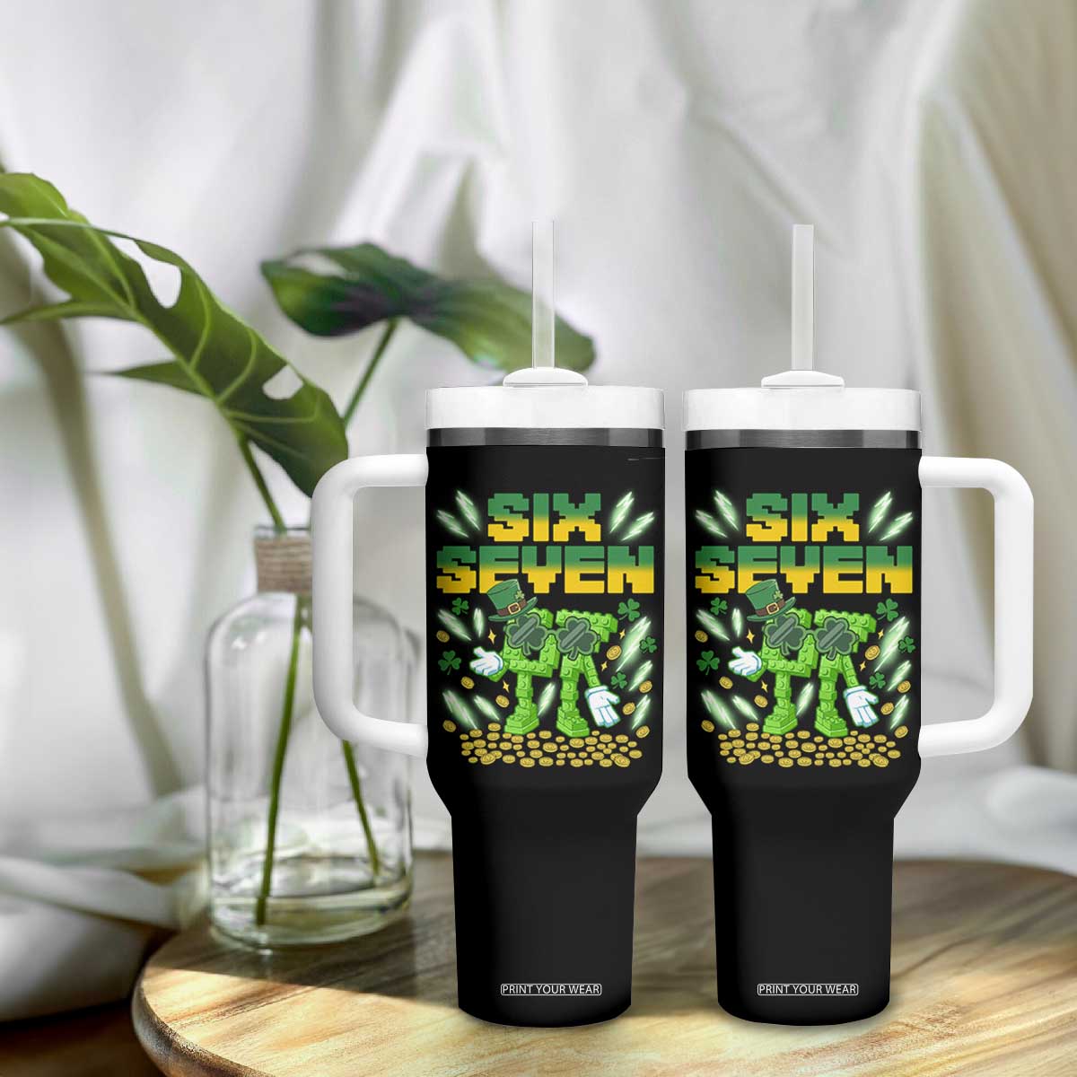 67 Italian Brainrot St Patricks Day Tumbler With Handle Funny Six Seven Leprechaun Playing Baseball Meme TS14 Print Your Wear