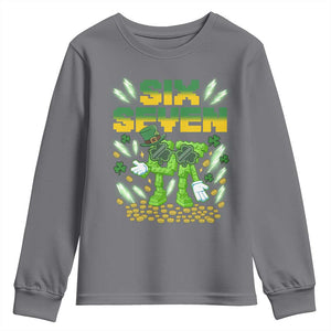 67 Italian Brainrot St Patricks Day Youth Sweatshirt Funny Six Seven Leprechaun Playing Baseball Meme TS14 Charcoal Print Your Wear