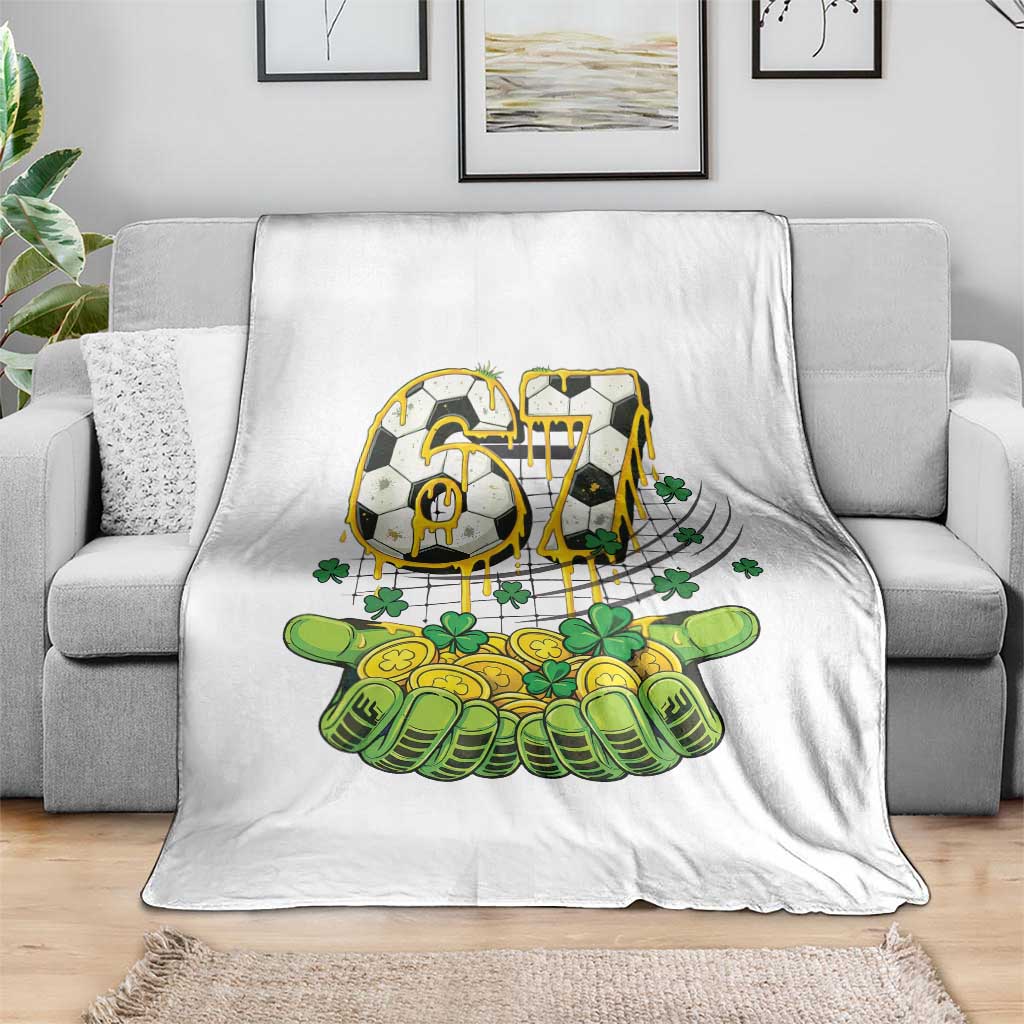 67 Soccer St Patricks Day Throw Blanket Funny Six Seven Gen Alpha Meme Drip TS14 Print Your Wear