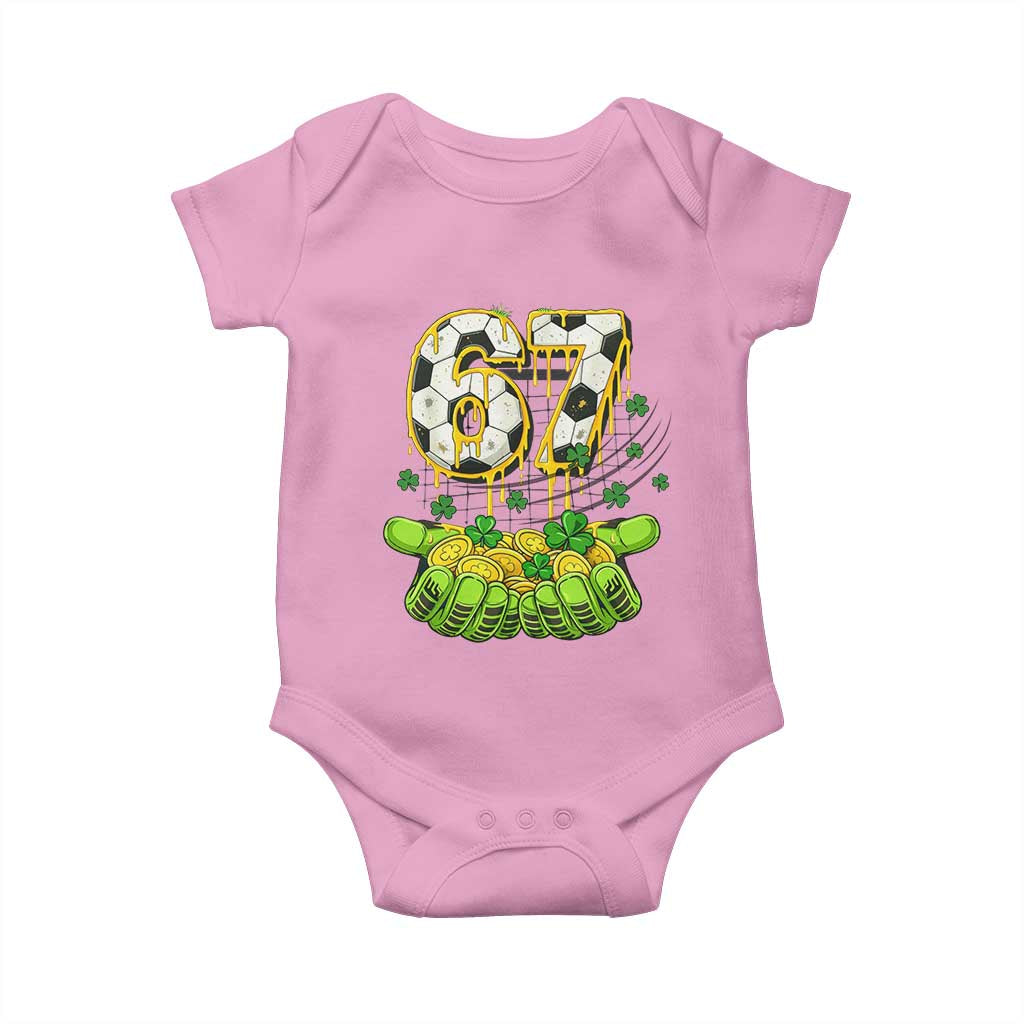 67 Soccer St Patricks Day Baby Onesie Funny Six Seven Gen Alpha Meme Drip TS14 Light Pink Print Your Wear