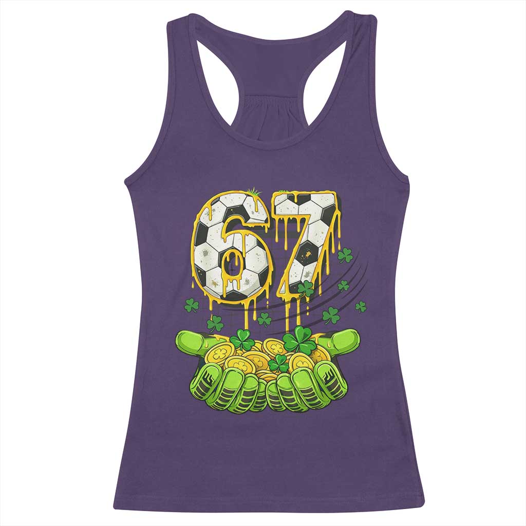 67 Soccer St Patricks Day Racerback Tank Top Funny Six Seven Gen Alpha Meme Drip TS14 Purple Print Your Wear