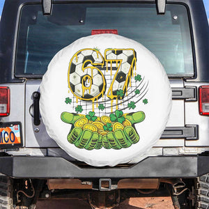67 Soccer St Patricks Day Spare Tire Cover Funny Six Seven Gen Alpha Meme Drip TS14 No hole White Print Your Wear