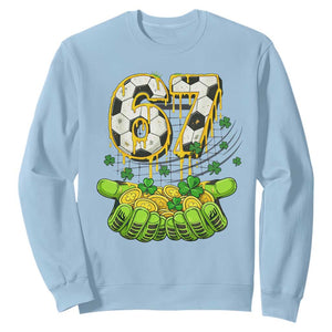 67 Soccer St Patricks Day Sweatshirt Funny Six Seven Gen Alpha Meme Drip TS14 Light Blue Print Your Wear