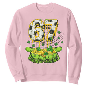 67 Soccer St Patricks Day Sweatshirt Funny Six Seven Gen Alpha Meme Drip TS14 Light Pink Print Your Wear