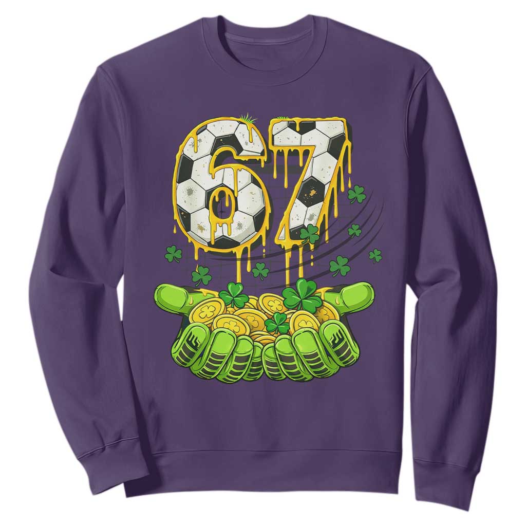 67 Soccer St Patricks Day Sweatshirt Funny Six Seven Gen Alpha Meme Drip TS14 Purple Print Your Wear